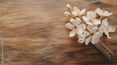 Delicate Flowers on Wooden Surface