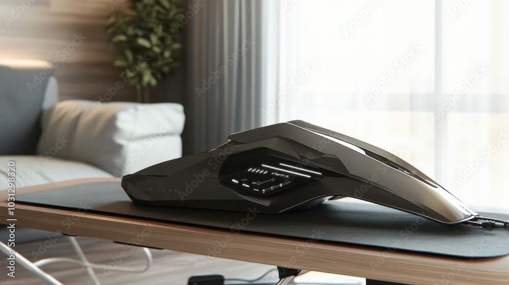 Futuristic Gaming Mouse on Modern Desk Futuristic Gaming Mouse on Modern Desk