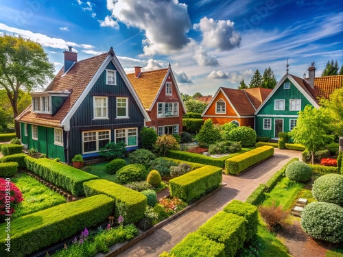 Charming Houses in a Serene Neighborhood Surrounded by Lush Greenery and Beautiful Landscaping for Ideal Living Spaces photo