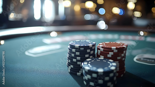 A close-up of poker chips o...