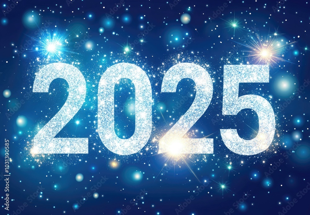 Sparkling 2025 New Year Celebration with Glittering Stars and Cosmic Background for Festive Holiday Design Sparkling 2025 New Year Celebration with Glittering Stars and Cosmic Background for Festive Holiday Design