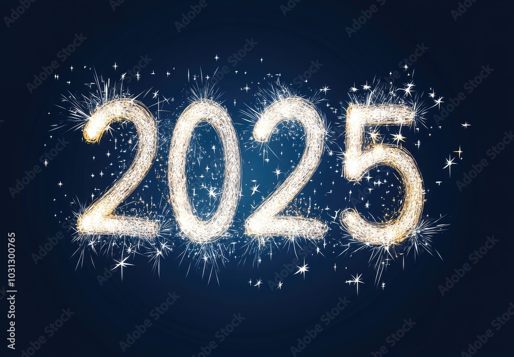 Sparkling 2025 New Year Celebration with Bright Fireworks and Festive Atmosphere on a Dark Background Sparkling 2025 New Year Celebration with Bright Fireworks and Festive Atmosphere on a Dark Background