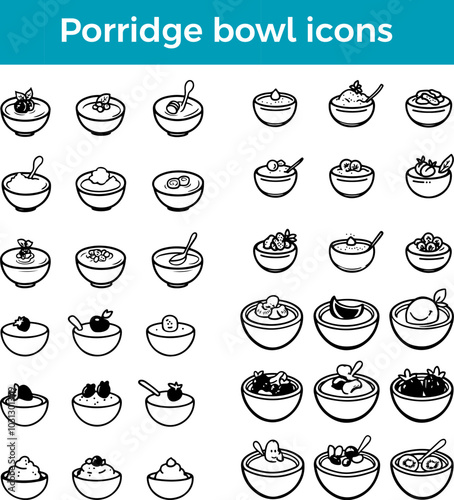 porridge bowl icon warm oats breakfast vector healthy meal fruit toppings