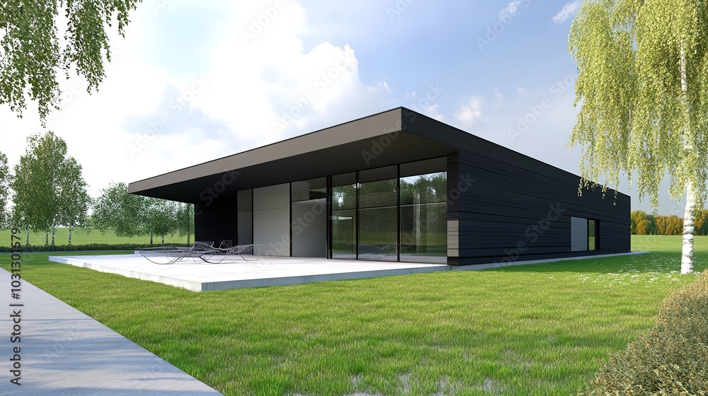 Sleek and Contemporary Modern House Design with Clean Lines and Expansive Glass Windows, Showcasing a Stylish and Minimalist Architectural Style. Sleek and Contemporary Modern House Design with Clean Lines and Expansive Glass Windows, Showcasing a Stylish and Minimalist Architectural Style.