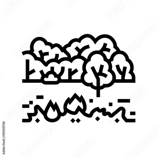 arson forest wildfire disaster line icon vector. arson forest wildfire disaster sign. isolated contour symbol black illustration