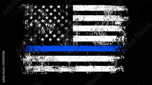 American distressed Thin Blue Line Flag Police Blue