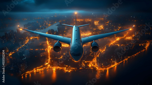 Aerial view of an illuminat...