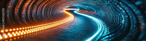 Stunning 3D Tunnel with Spiraling Lights