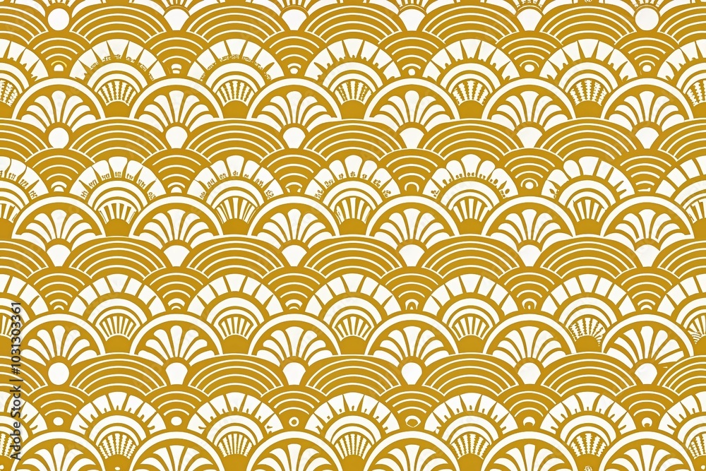 Classic Asian Golden and White Squama Pattern for Textile Design - Abstract Fabric Concept Classic Asian Golden and White Squama Pattern for Textile Design - Abstract Fabric Concept