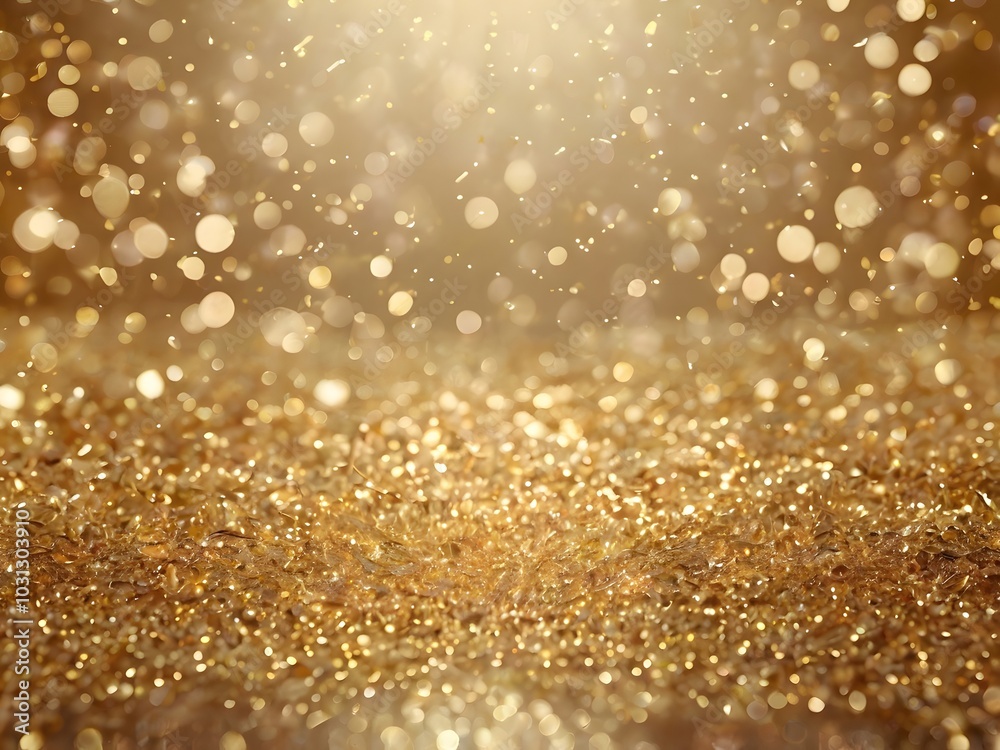Golden Glitter Background with Bokeh Lights