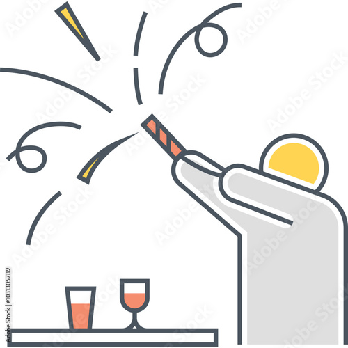 Hand holding a firecracker with a red fuse and sparks flying out.
