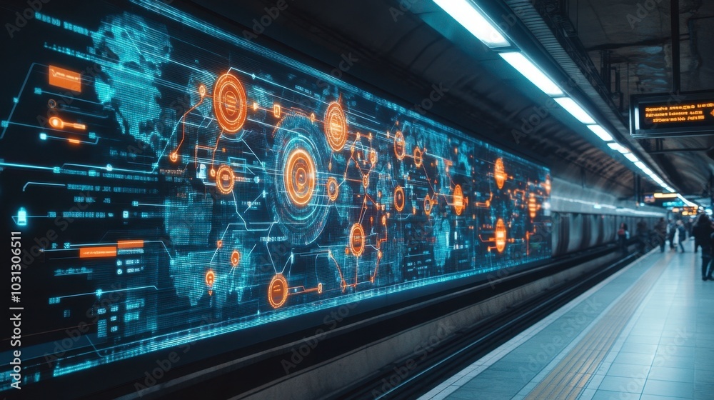 Futuristic Urban Subway Digital Display Futuristic Urban Subway Digital Display