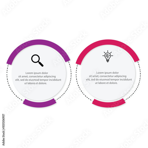 Simple template vector infographic with 2 step line can be used for workflow, business information and web graphic design