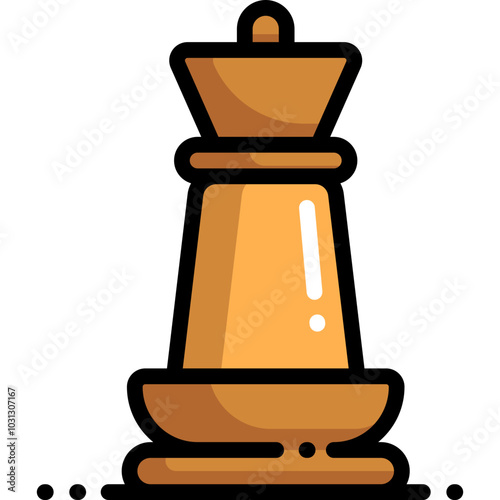 A single chess piece, the queen, in an isolated, white background. It's a cartoon style icon with bold black outlines.