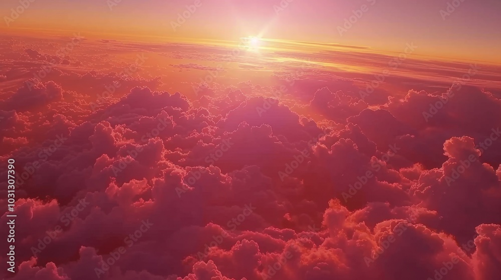 Sunset Glow Over Majestic Pink Clouds Sunset Glow Over Majestic Pink Clouds