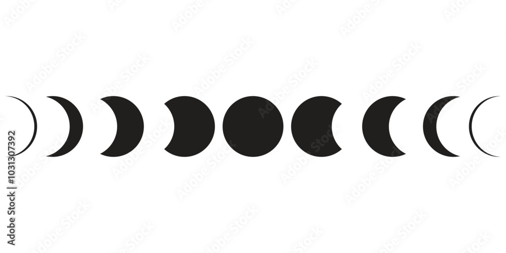 Obraz premium Moon phases flat icon illustration isolated on white background.