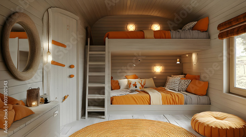 Cozy bedroom with bunk beds...