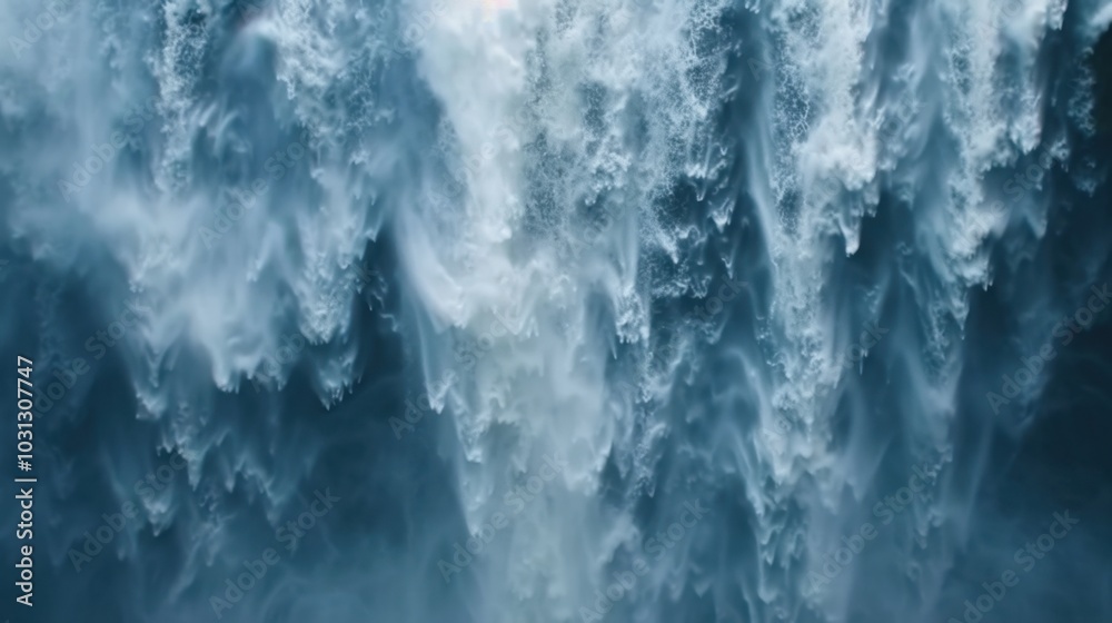 Fototapeta premium Majestic Waterfall Flowing Down in Serene Blue Tones