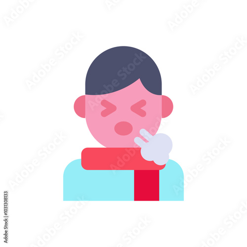 Cartoon illustration of a person coughing.