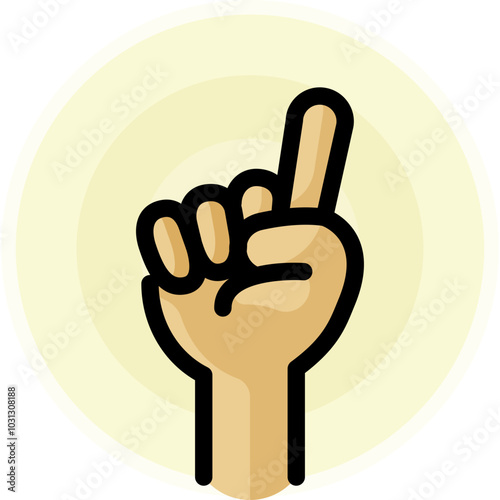 Cartoon hand with index finger pointing up.