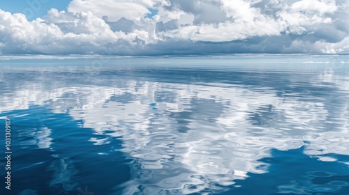 Tranquil Sea and Cloud Reflections