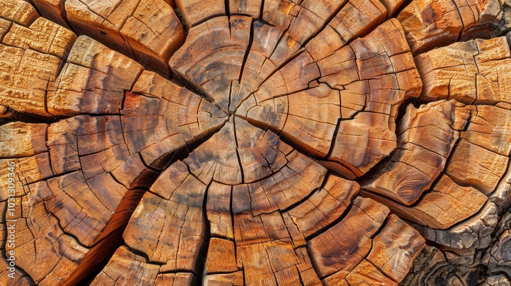 Fototapeta premium Detailed View of Tree Rings and Wood Texture
