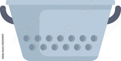 Illustration of a metal colander draining excess water after washing fruits, vegetables or pasta
