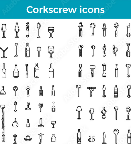 corkscrew icon vector kitchen tool wine opener bar accessory design