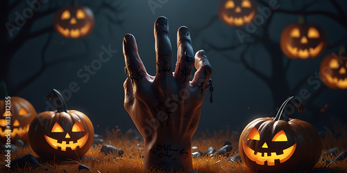 Scary hands with the inscription Happy Halloween