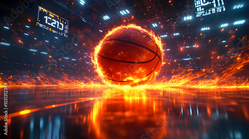 A glowing basketball surrou...