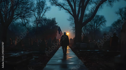A solitary figure walks thr...