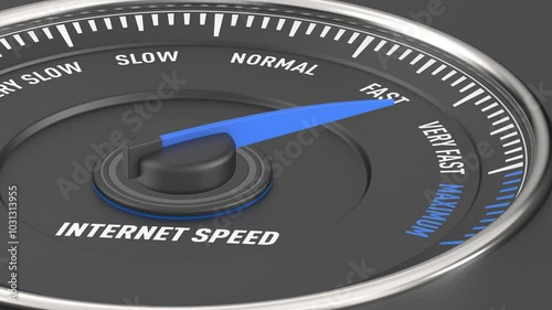 Internet speed on car speedometer.  3D illustration