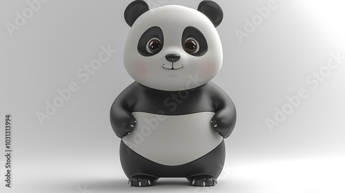 Cute Cartoon Panda Bear D Render