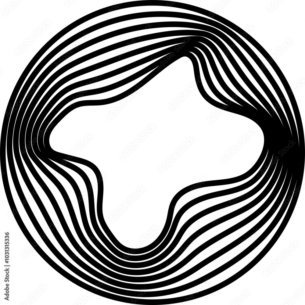 Fototapeta premium Circles round shape with liquid line. Concept technology