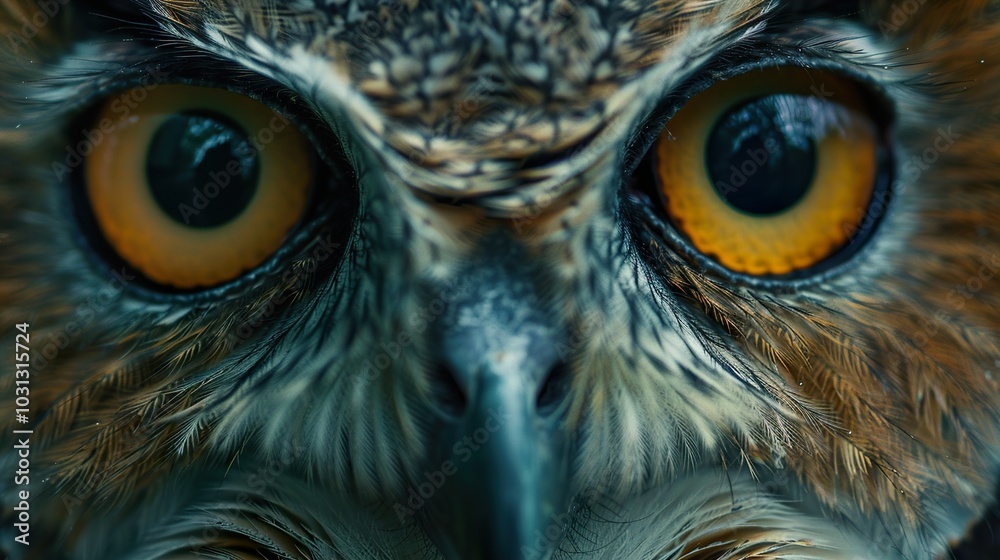 Close-Up of an Owl's Intense Gaze Close-Up of an Owl's Intense Gaze
