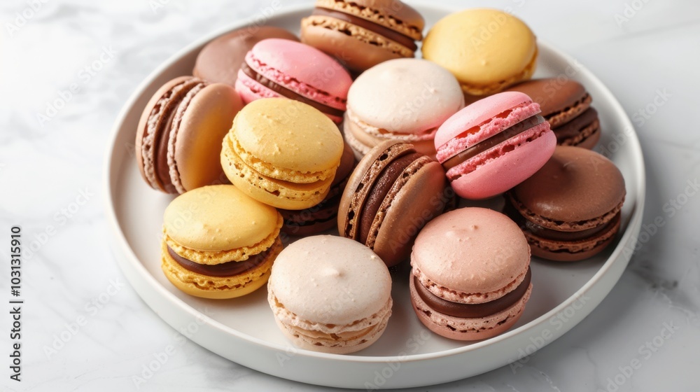 Colorful Macarons on a White Plate Colorful Macarons on a White Plate