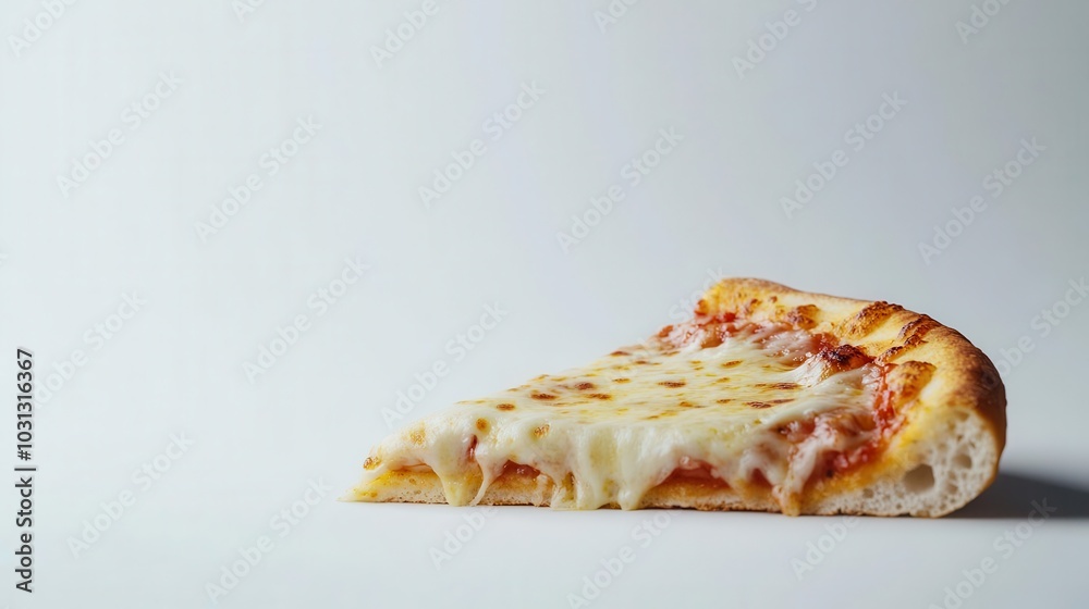 a gooey slice of pizza with drippy melted cheese, artfully presented against a clean white background, celebrating the indulgence and comfort of delicious food a gooey slice of pizza with drippy melted cheese, artfully presented against a clean white background, celebrating the indulgence and comfort of delicious food