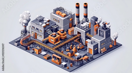 Industrial Factory Building Isometric D Illustration