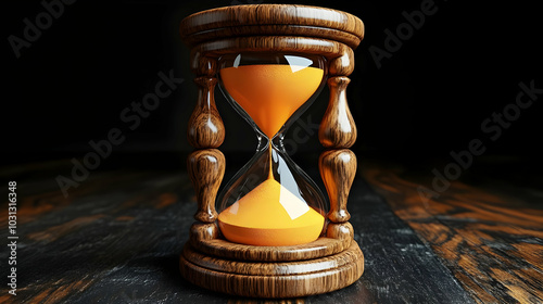 A wooden hourglass with ora...