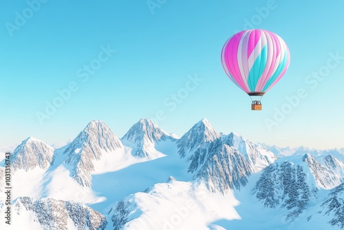 Serene Winter Wonderland: Soaring Over Snowy Peaks photo