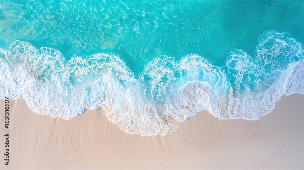 Tranquil Ocean Waves Meeting Sandy Beach Tranquil Ocean Waves Meeting Sandy Beach