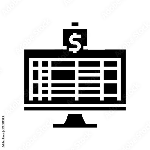 spreadsheet budgeting budget planning glyph icon vector. spreadsheet budgeting budget planning sign. isolated symbol illustration