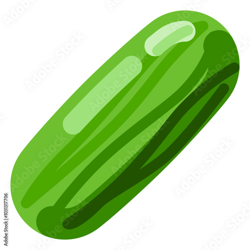 Closeup of a green cucumber with a white background.