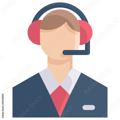 Flat illustration of a person wearing a headset.