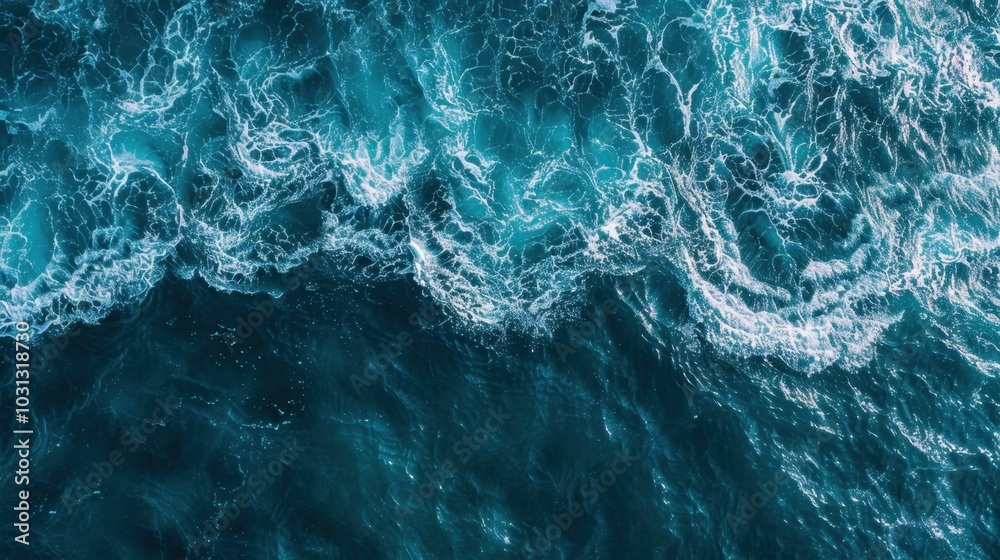 Vibrant Ocean Waves from Above View Vibrant Ocean Waves from Above View