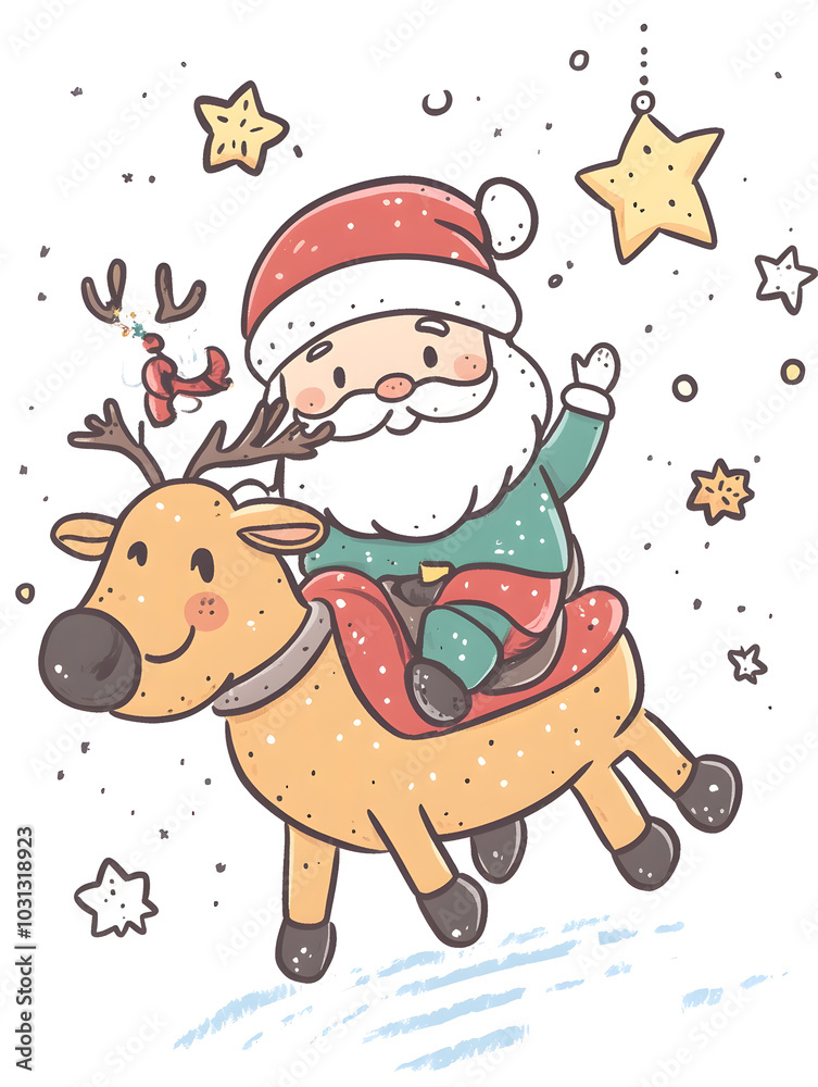 Doodle Christmas and New Year Cards - 2D Hand-drawn Illustrations on White Background Doodle Christmas and New Year Cards - 2D Hand-drawn Illustrations on White Background