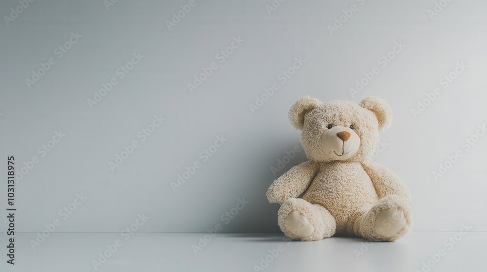 a solitary teddy bear placed against a pristine white background, evoking feelings of nostalgia and comfort. the simplicity of the scene highlights the bear's soft texture and inviting presence a solitary teddy bear placed against a pristine white background, evoking feelings of nostalgia and comfort. the simplicity of the scene highlights the bear's soft texture and inviting presence