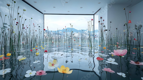 Serene indoor space filled ...