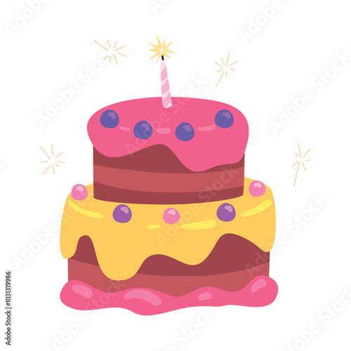 birthday cake with fruits and candle