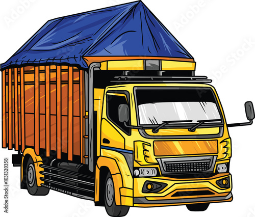 a yellow truck with a white background